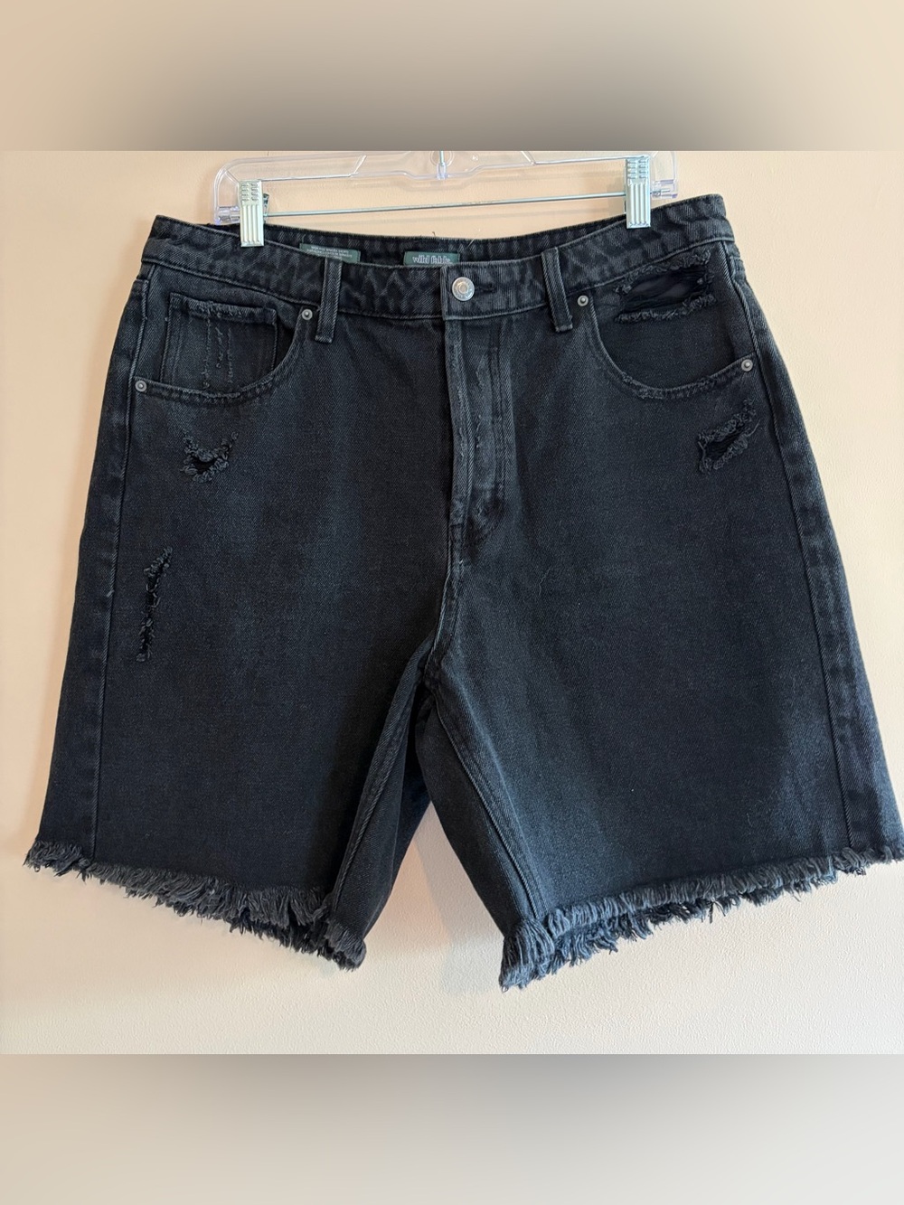 Black Distressed Denim Cutoff Shorts wild fable